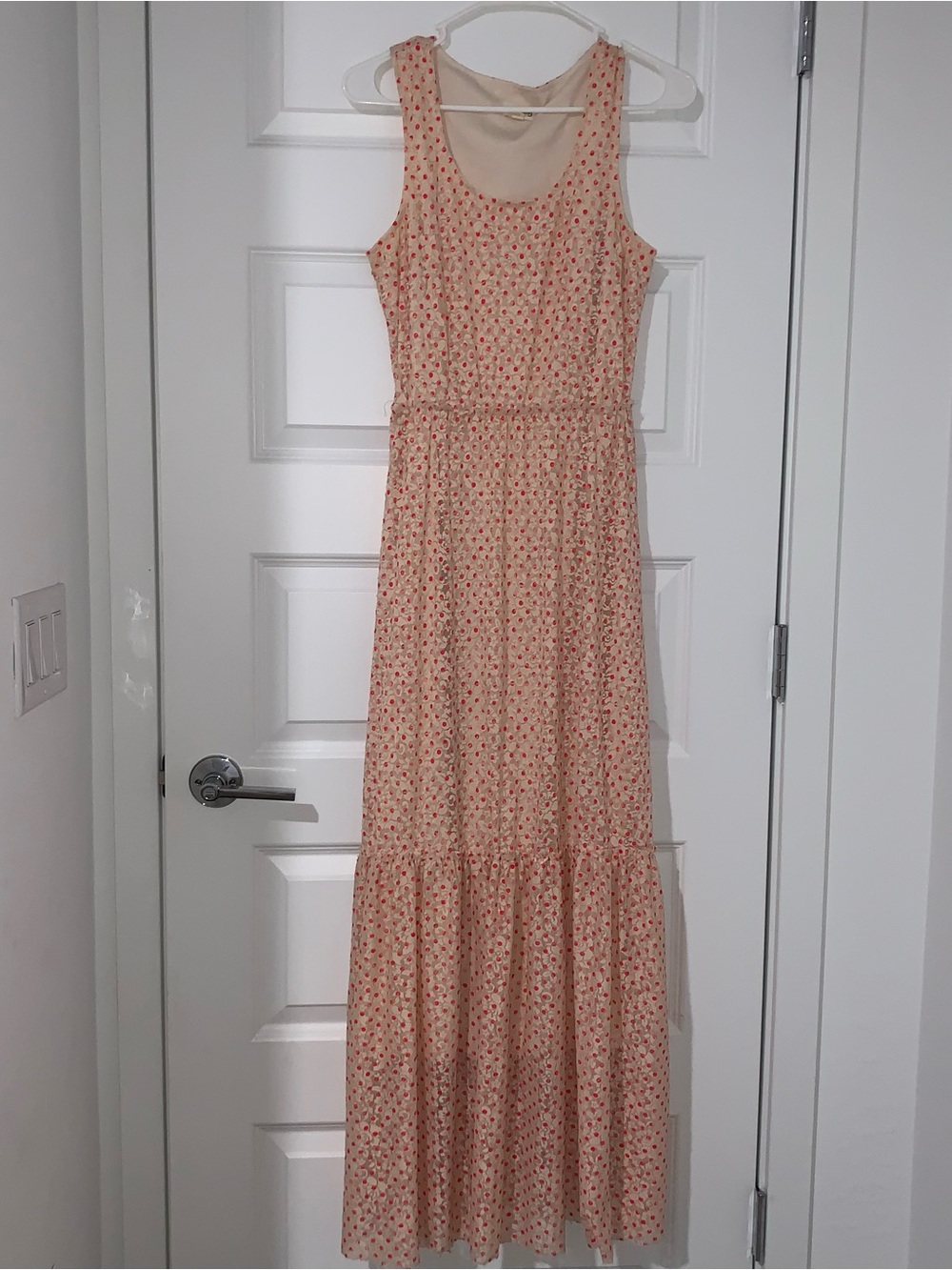 Maison Jules Peach Floral Tiered Maxi Dress